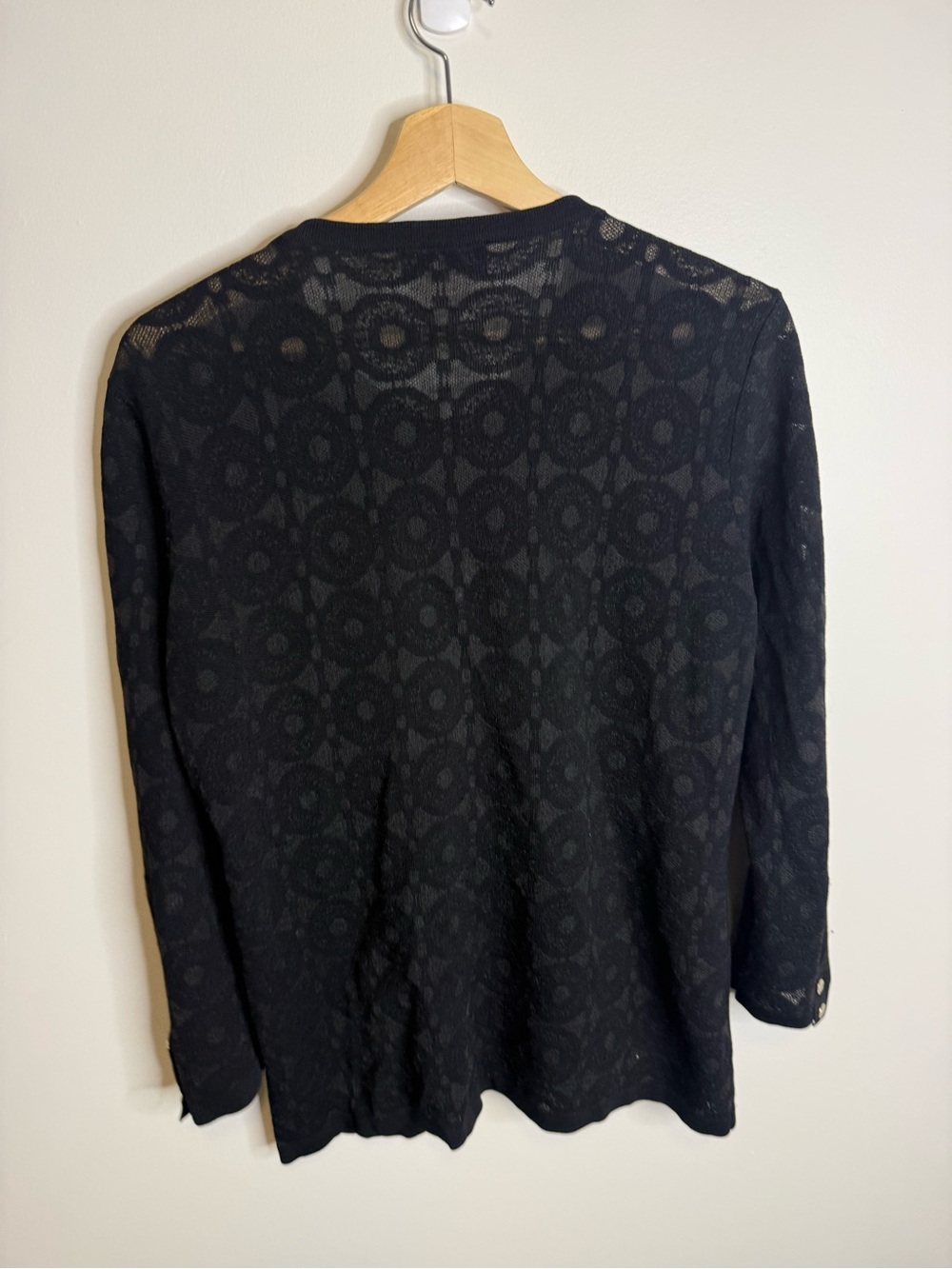 Karl Lagerfeld Black Textured Knit Cardigan size large - Picture 9 of 10